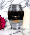 Classic aluminium, 3-inch large Eagle cremation urn.