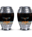 Classic aluminium, 3-inch large Eagle cremation urn.
