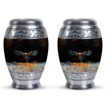 Classic aluminium, 3-inch large Eagle cremation urn.
