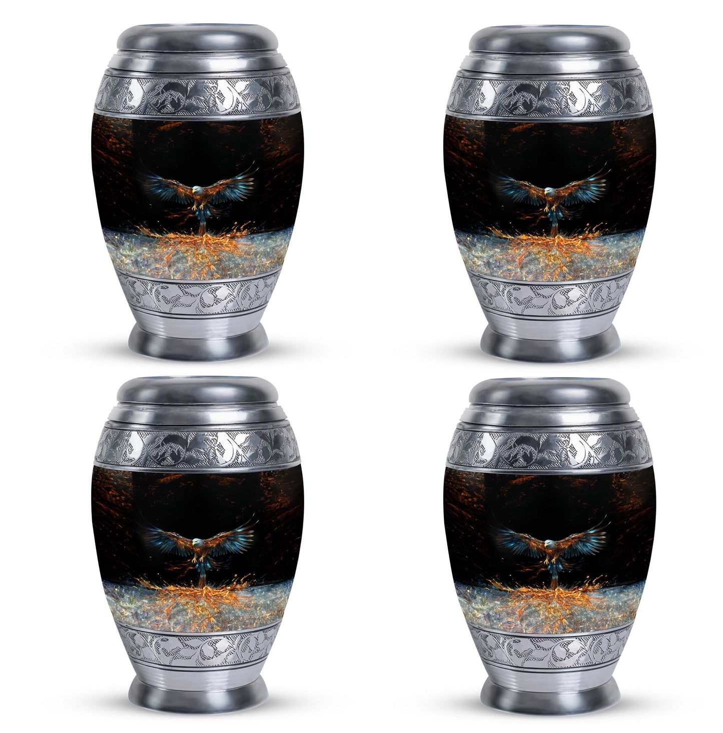 Classic aluminium, 3-inch large Eagle cremation urn.