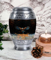 Classic aluminium, 3-inch large Eagle cremation urn.