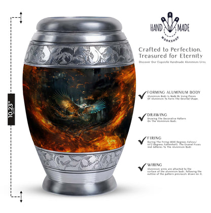 Eagle Memorial Urn, classic design, aluminium, 3-inch size.