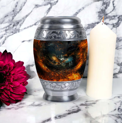 Eagle Memorial Urn, classic design, aluminium, 3-inch size.