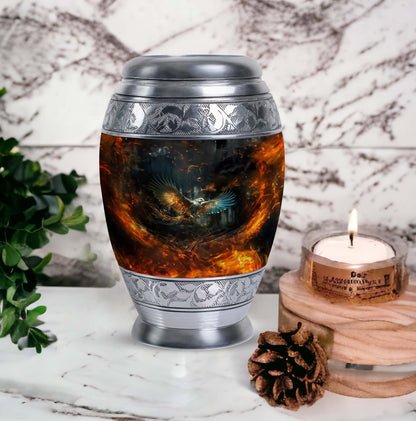 Eagle Memorial Urn, classic design, aluminium, 3-inch size.