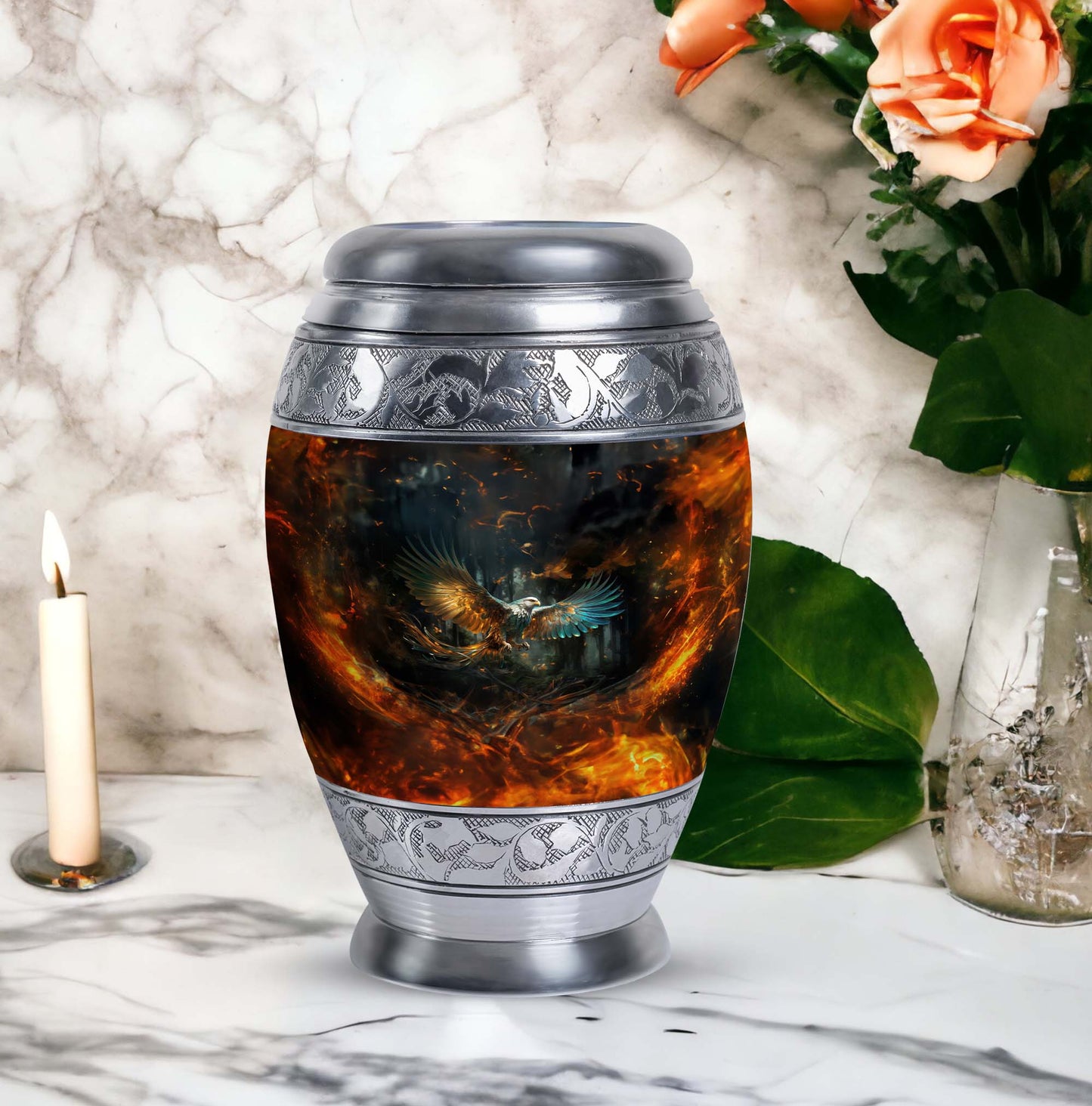 Eagle Memorial Urn, classic design, aluminium, 3-inch size.