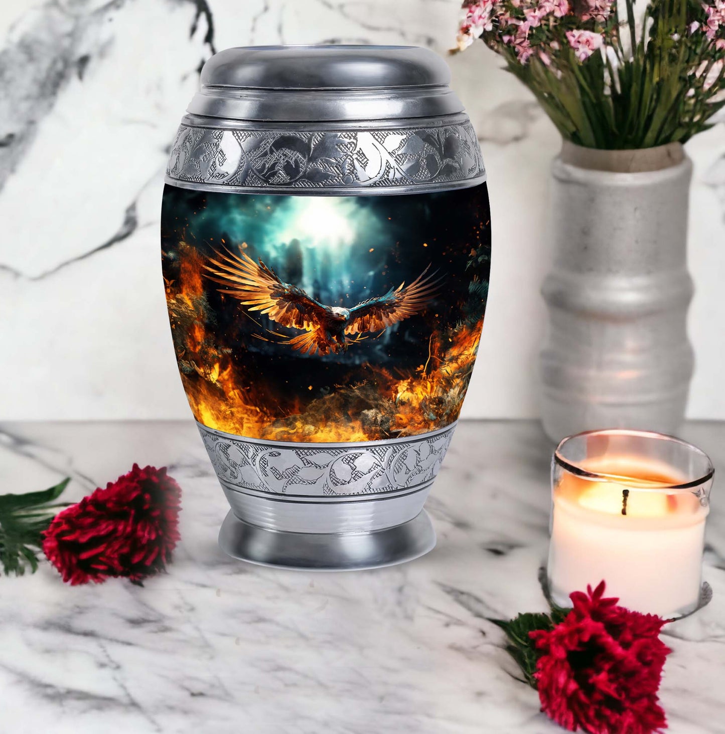 Classic Eagle Urn design large aluminium urn.