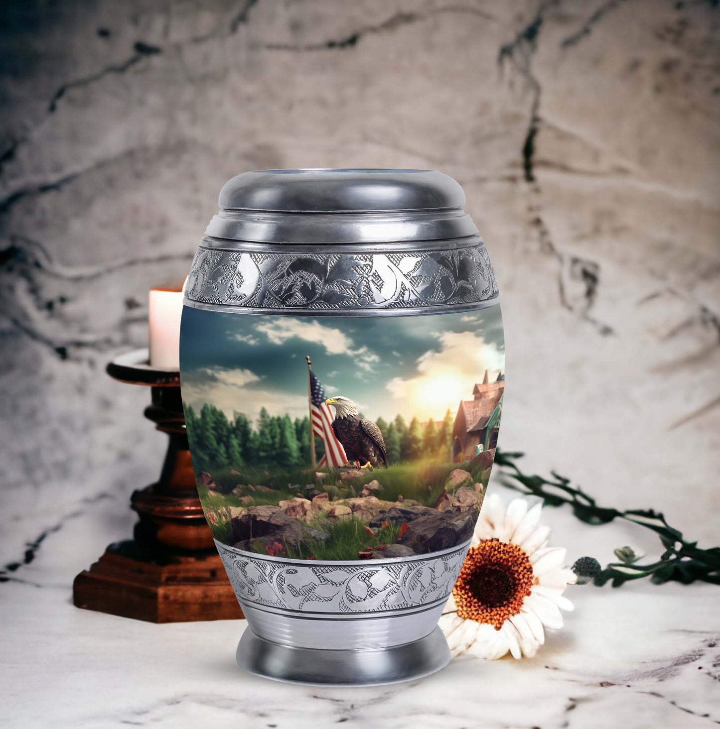 Large classic Eagle Cremation Urn made of Aluminium