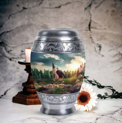 Large classic Eagle Cremation Urn made of Aluminium