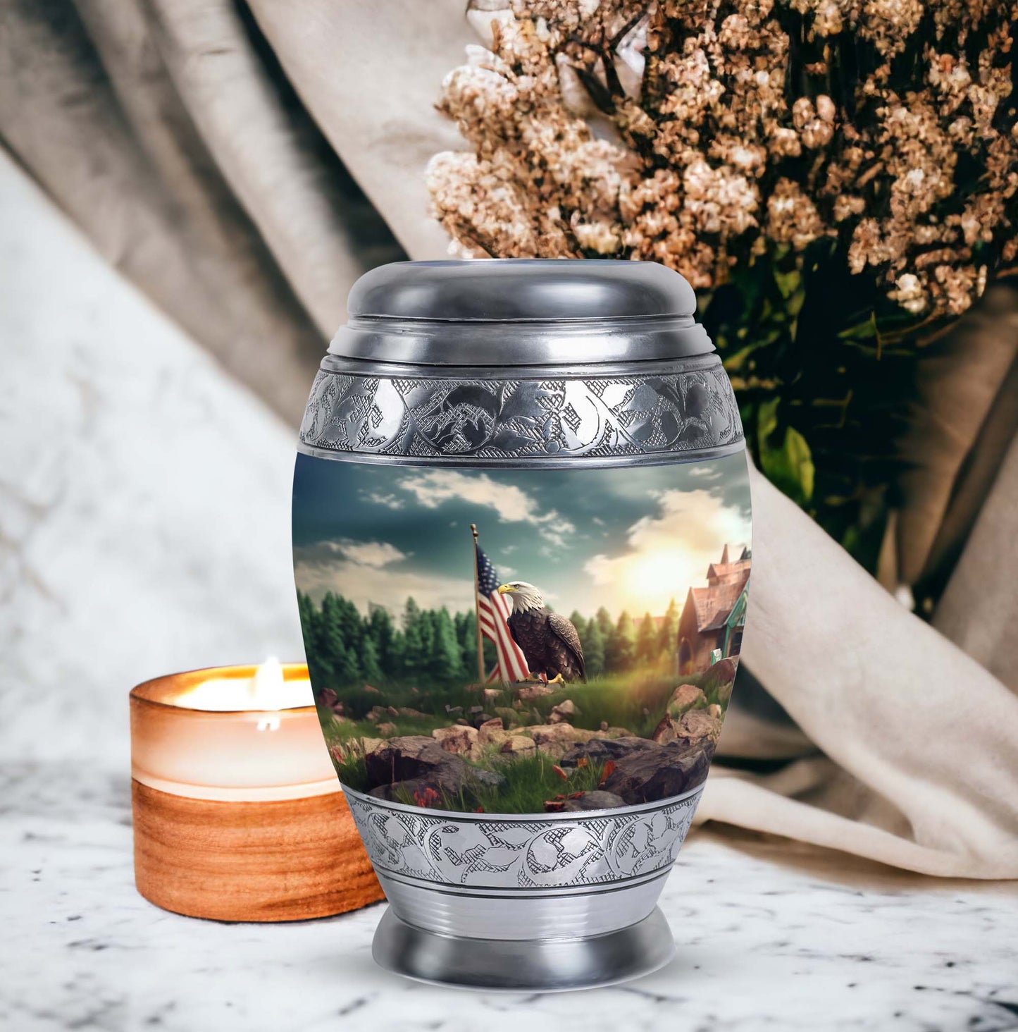 Large classic Eagle Cremation Urn made of Aluminium