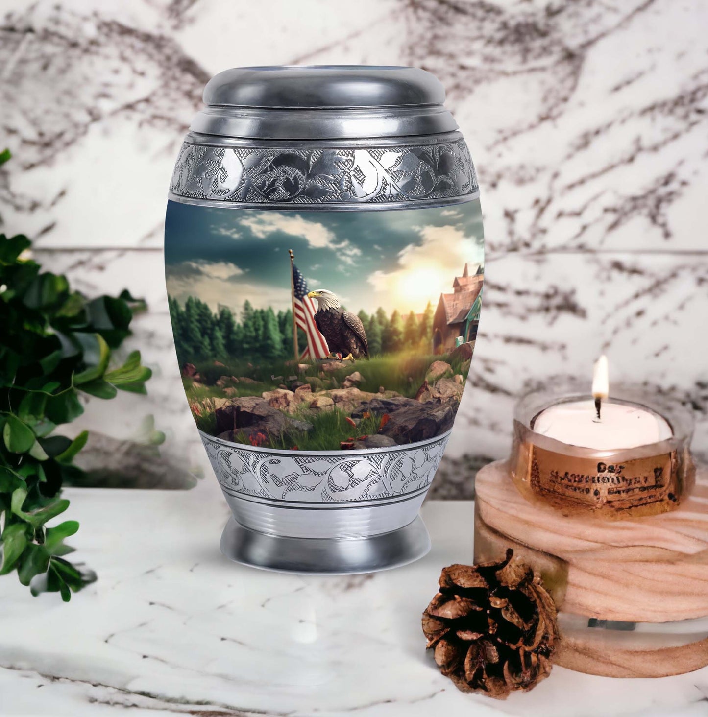 Large classic Eagle Cremation Urn made of Aluminium