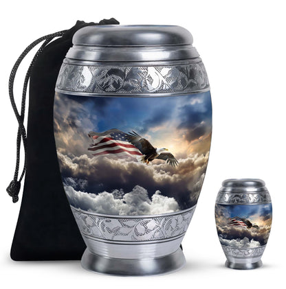 Personalized Eagle Cremation Urn for Men - 10-inch, 200 cu in - Yatskia