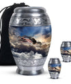 Flying Eagle With American Flag - Large Decor Cremation Urns For Ashes