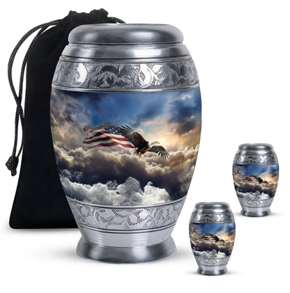 Personalized Eagle Cremation Urn for Men - 10-inch, 200 cu in - Yatskia