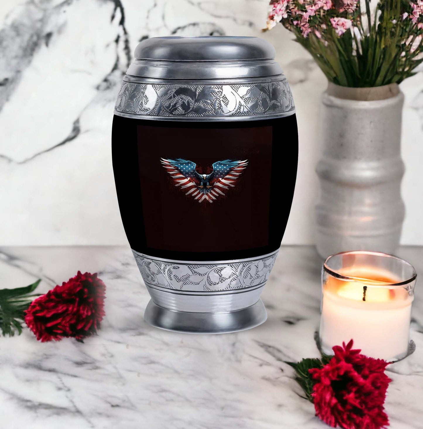 Classic Eagle Urn for Human Ashes in Aluminium.