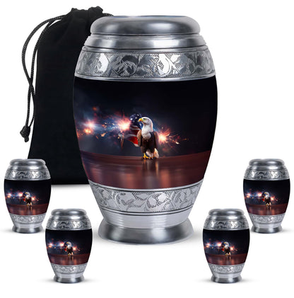 Personalized Eagle Cremation Urn for Men - 10-inch, 200 cu in - Yatskia