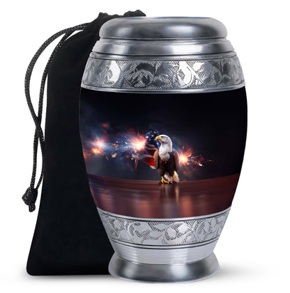 Personalized Eagle Cremation Urn for Men - 10-inch, 200 cu in - Yatskia