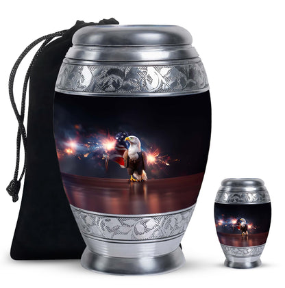 Personalized Eagle Cremation Urn for Men - 10-inch, 200 cu in - Yatskia