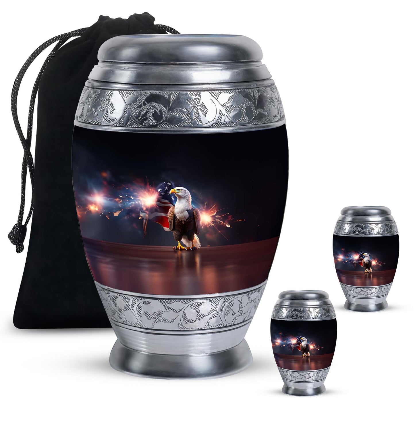 Personalized Eagle Cremation Urn for Men - 10-inch, 200 cu in - Yatskia