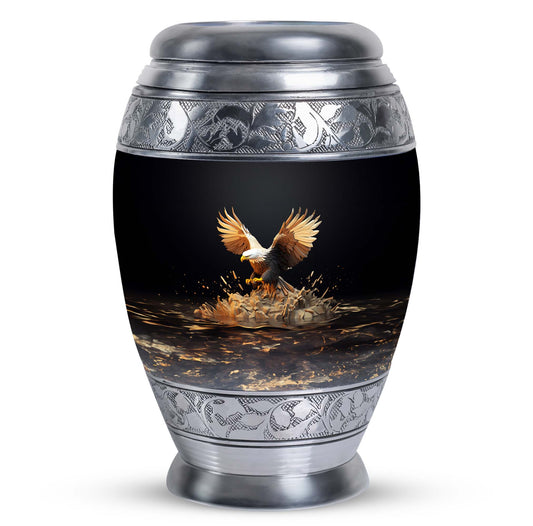 Eagle Cremation Urn, Large aluminium classic memorial urn.