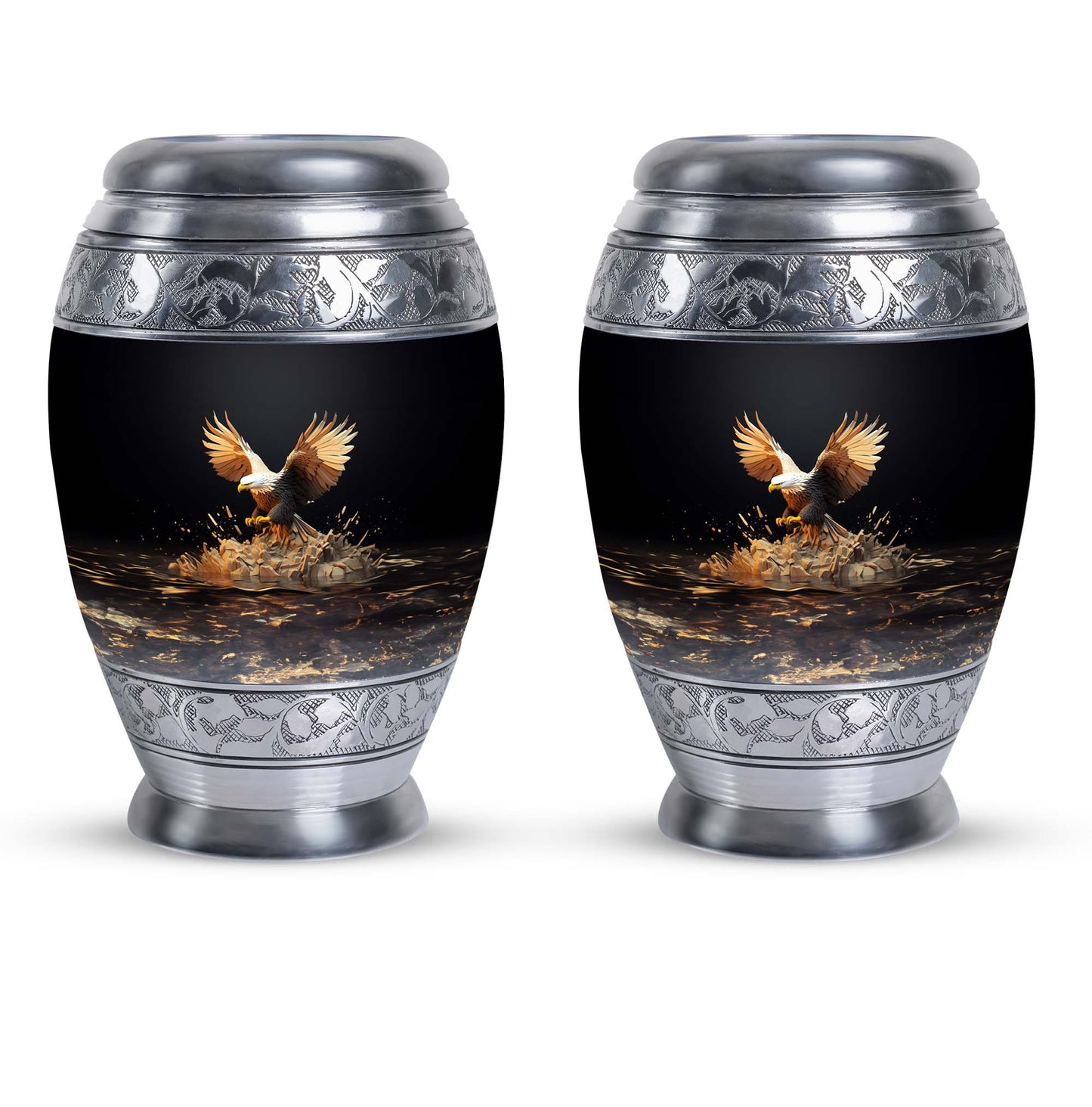 Eagle Cremation Urn, Large aluminium classic memorial urn.