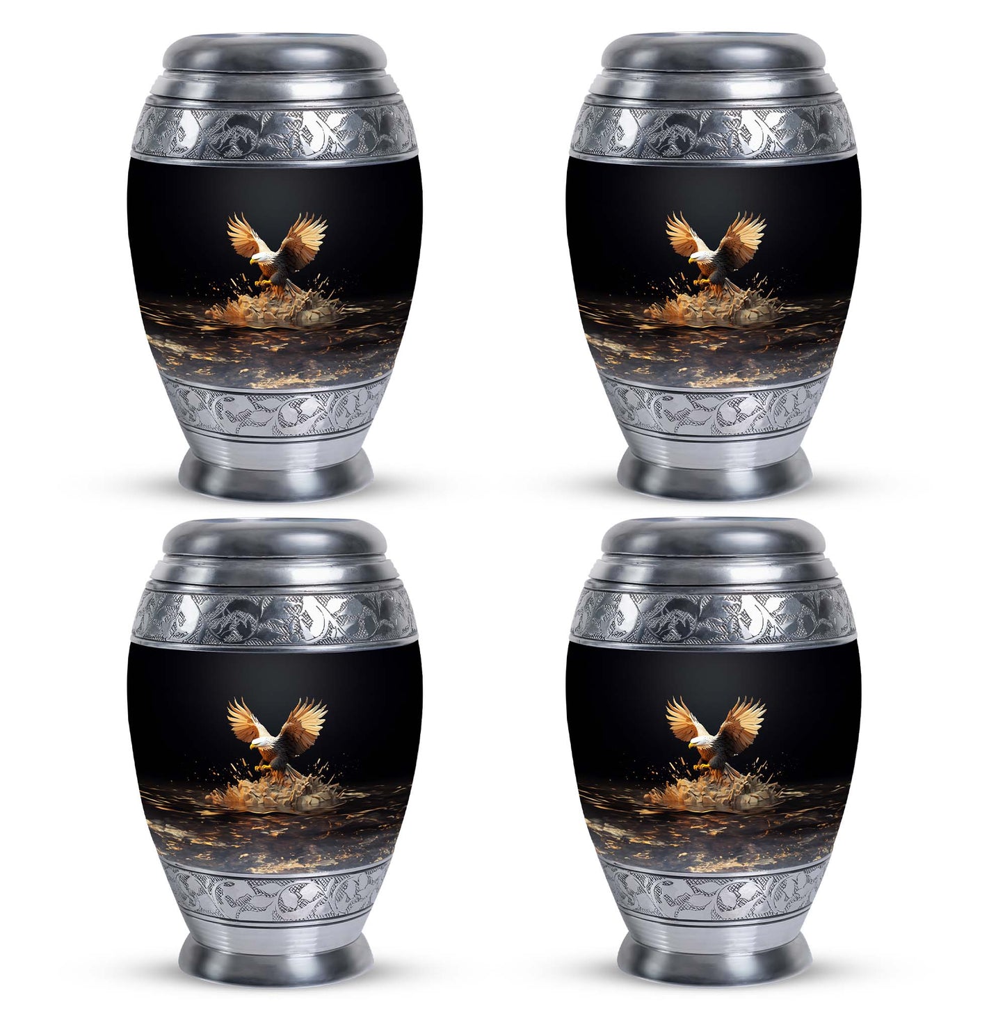 Eagle Cremation Urn, Large aluminium classic memorial urn.
