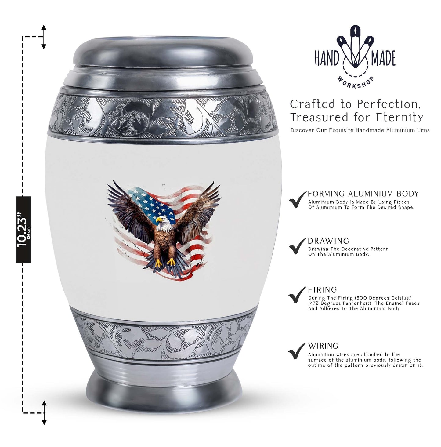 Custom 3-inch Eagle Urn for Human Ashes in aluminium.