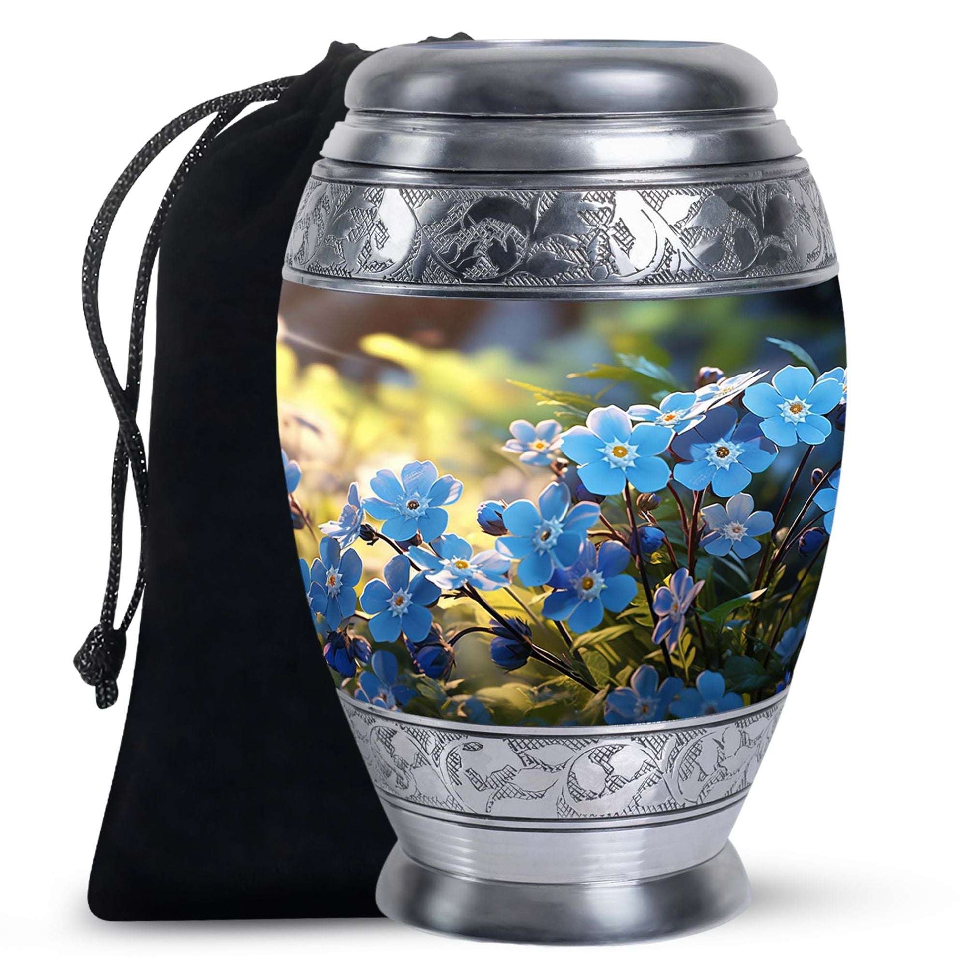 Forget Me Not Flower Cremation Urn for Human Ashes - Scorpion Grasses Urn