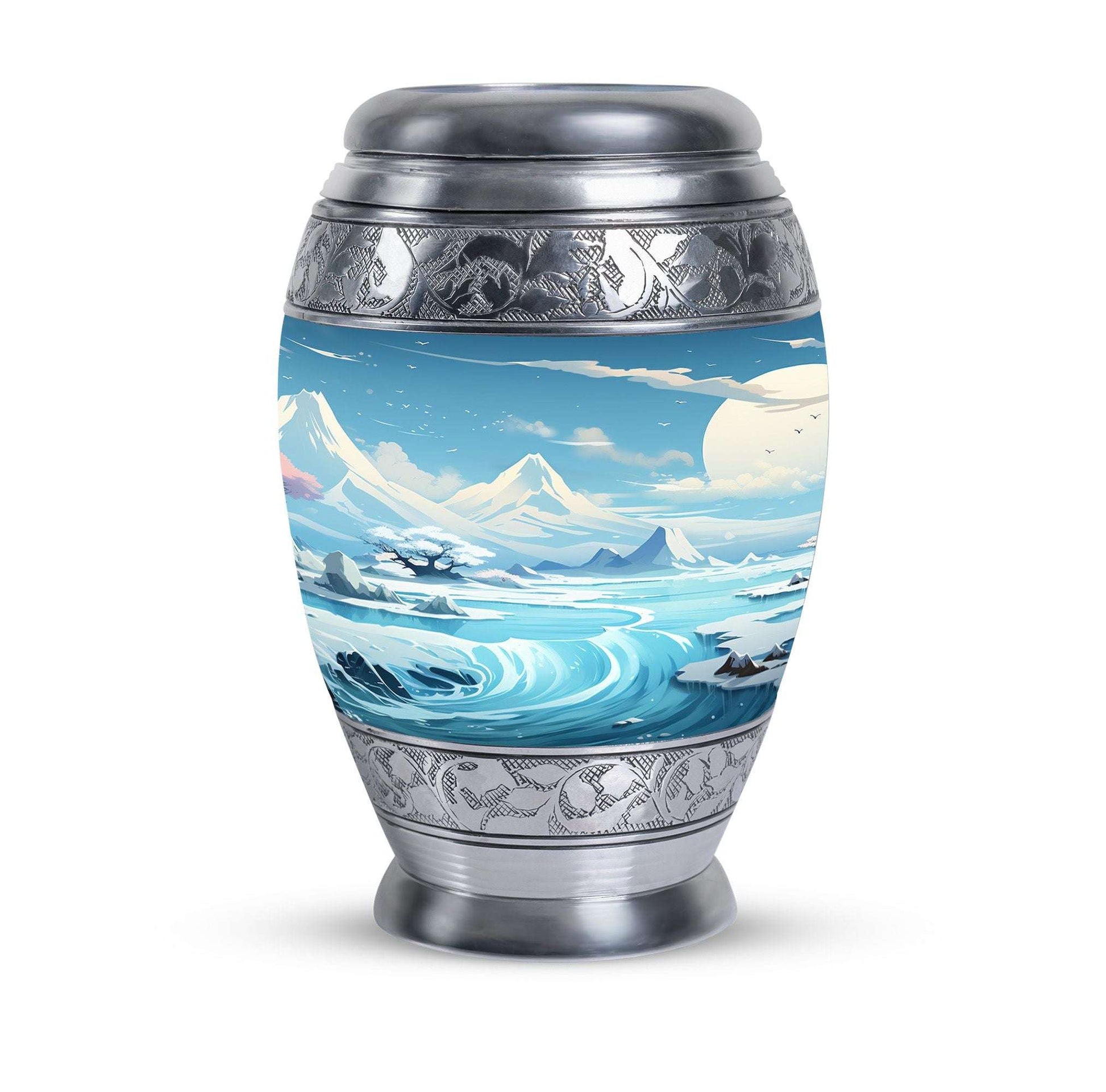 Large Puff Clouds Funeral Urn, ideal for burial and storing cremation ashes of adult women and men