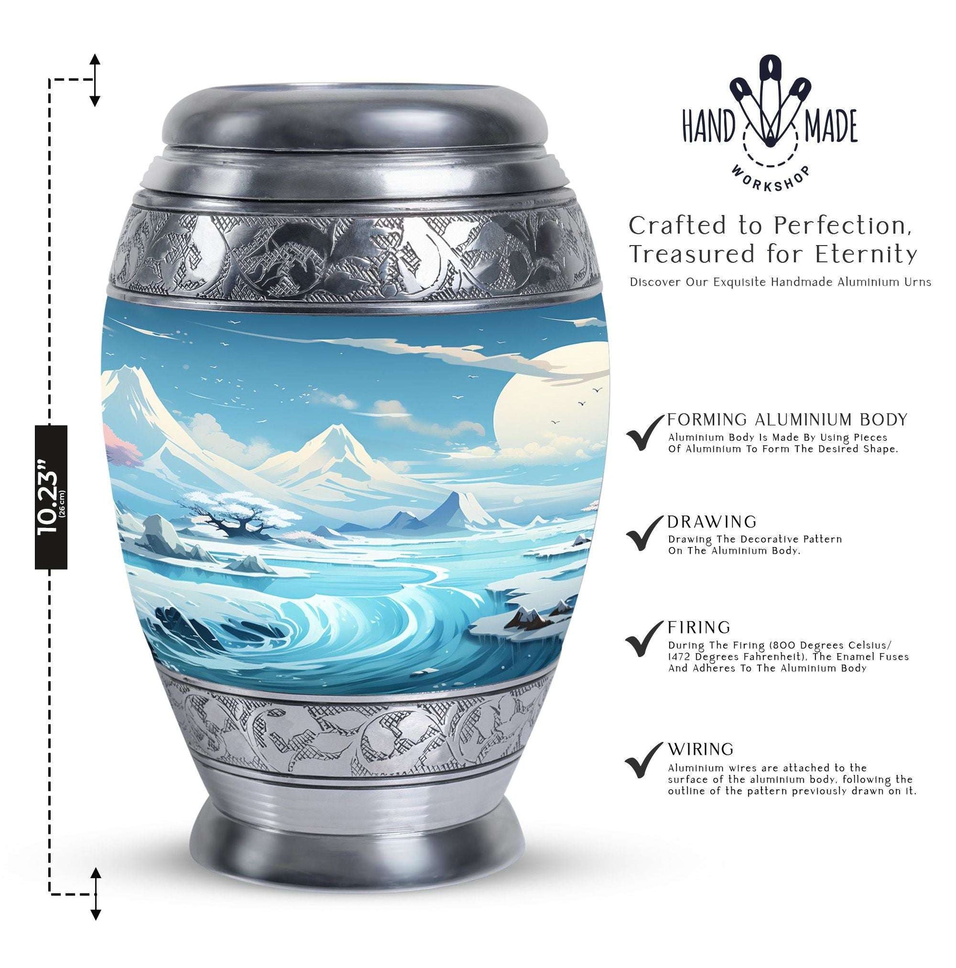 Large Puff Clouds Funeral Urn, ideal for burial and storing cremation ashes of adult women and men