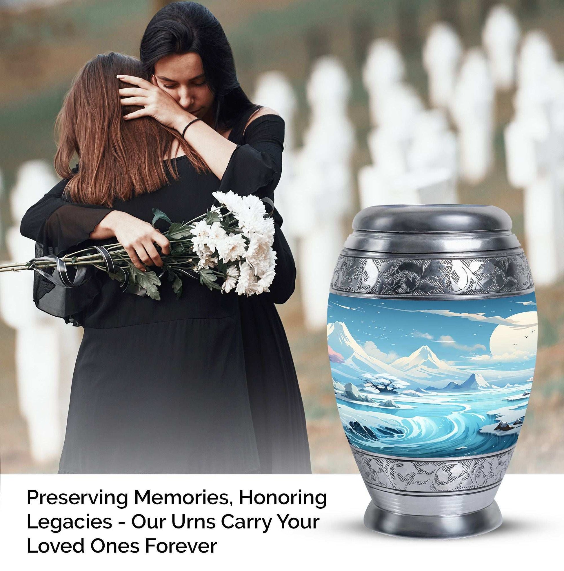 Large Puff Clouds Funeral Urn, ideal for burial and storing cremation ashes of adult women and men