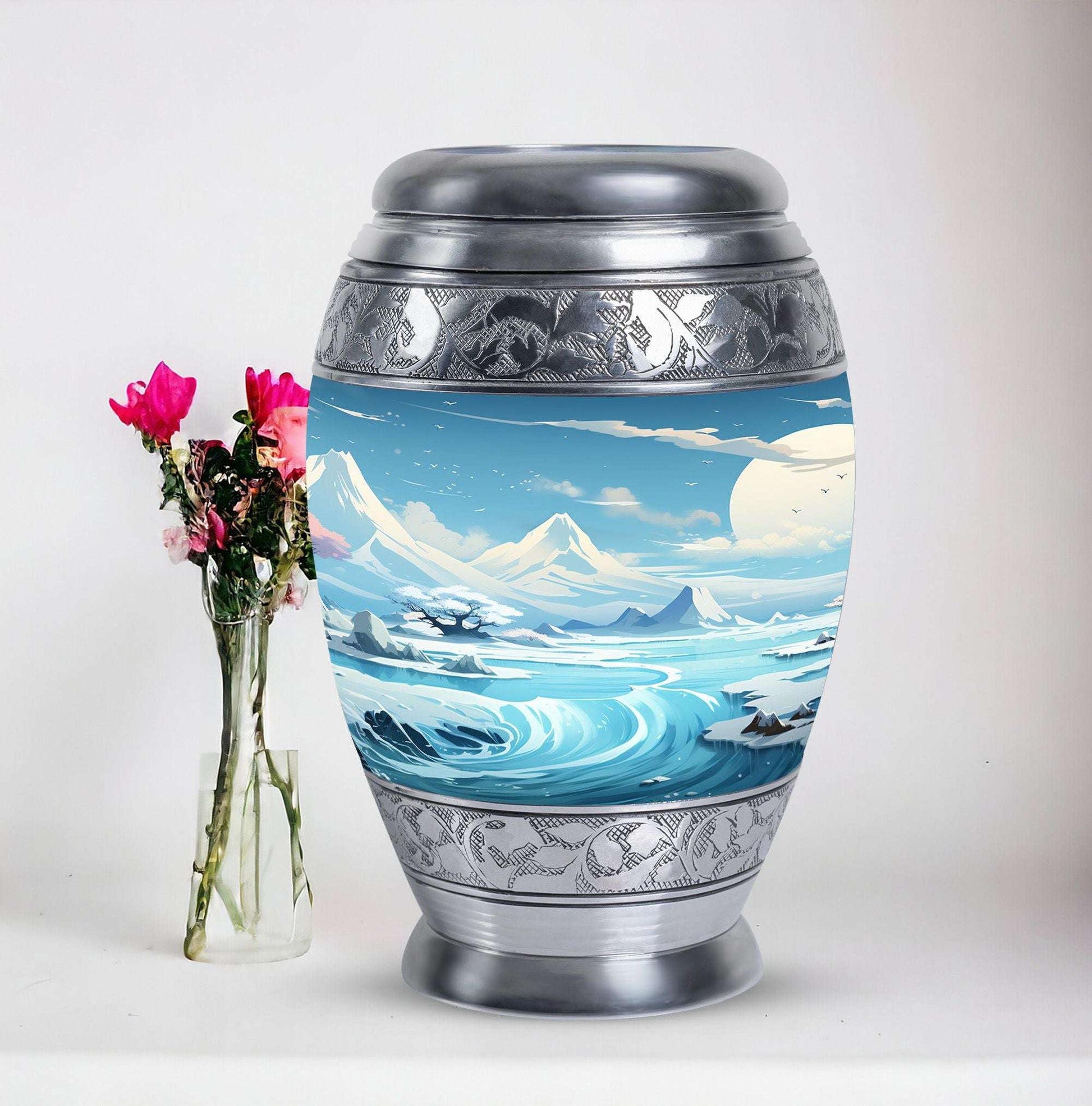 Large Puff Clouds Funeral Urn, ideal for burial and storing cremation ashes of adult women and men