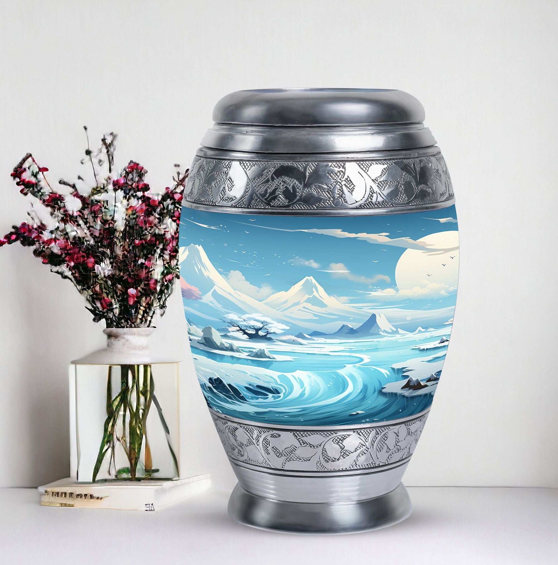 Large Puff Clouds Funeral Urn, ideal for burial and storing cremation ashes of adult women and men