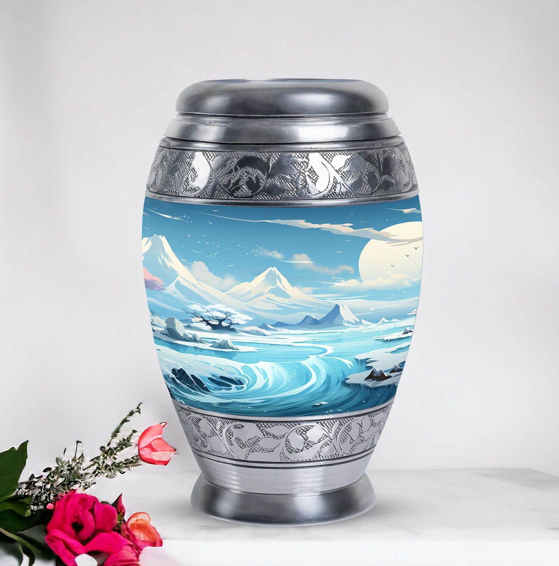 Large Puff Clouds Funeral Urn, ideal for burial and storing cremation ashes of adult women and men