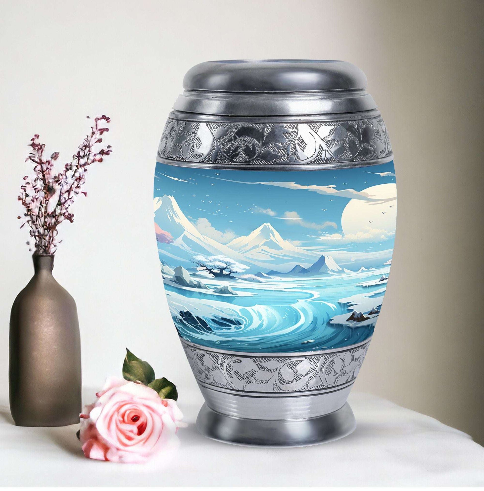 Large Puff Clouds Funeral Urn, ideal for burial and storing cremation ashes of adult women and men