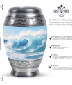 Ocean Waves Memorial Cremation Urn For Human Ashes– Sea Urn Keepsake For Funeral