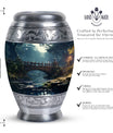 Elegant blue Ocean Waves Burial Urn for large adult human ashes, ideal for cremation