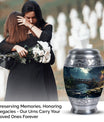 Elegant blue Ocean Waves Burial Urn for large adult human ashes, ideal for cremation
