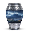 Elegant landscape urn in grey designed as a cremation box for adult female human ashes, ideal as a mom urn