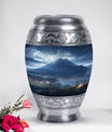 Elegant landscape urn in grey designed as a cremation box for adult female human ashes, ideal as a mom urn