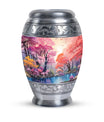 Enchanting lake-themed cremation urn for ashes, ideal for women and mothers, suitable for adult-sized burial