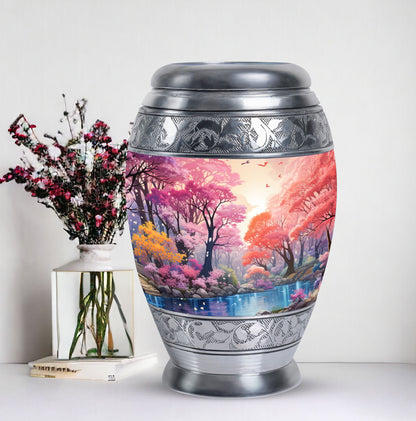 Enchanting lake-themed cremation urn for ashes, ideal for women and mothers, suitable for adult-sized burial