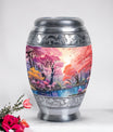 Enchanting lake-themed cremation urn for ashes, ideal for women and mothers, suitable for adult-sized burial