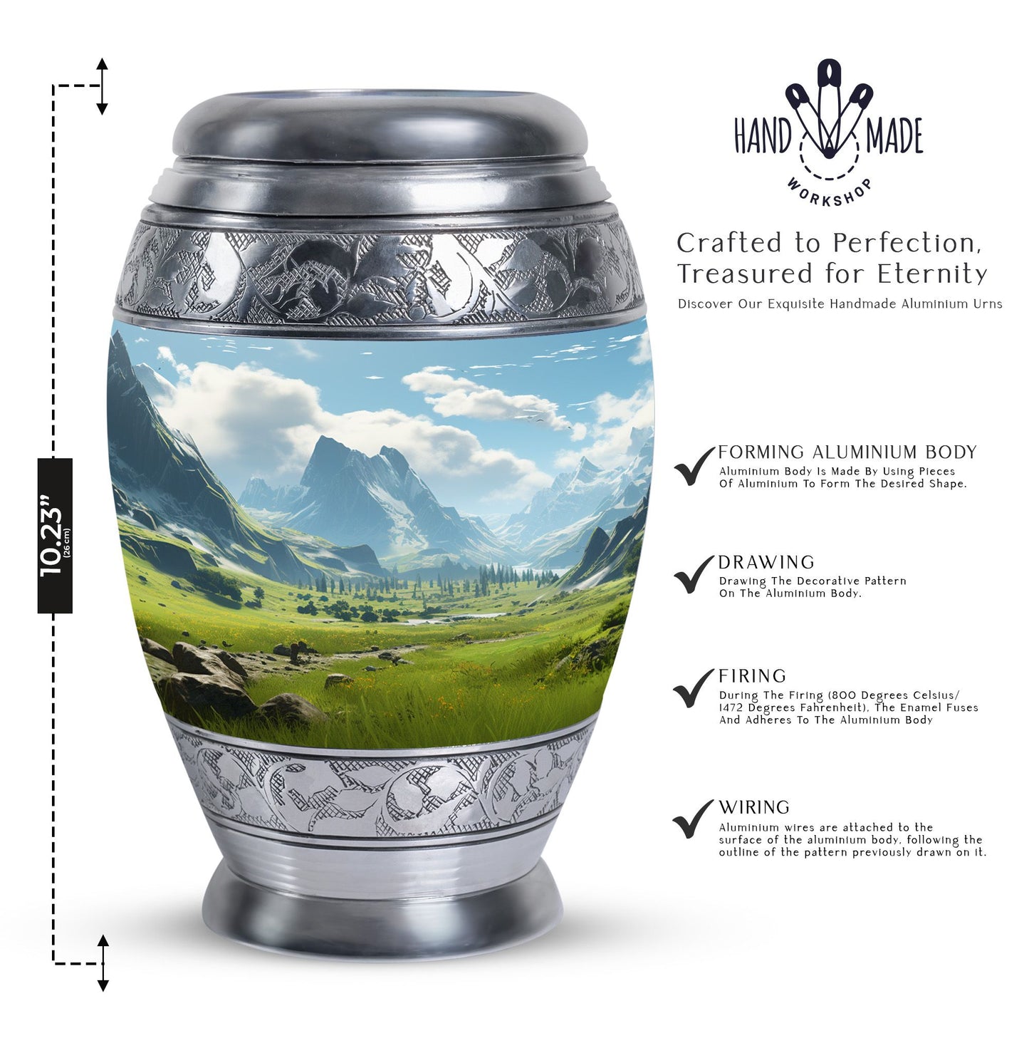 Elegant Ocean Waves urn for burial in ground, suitable for adult male & female ashes