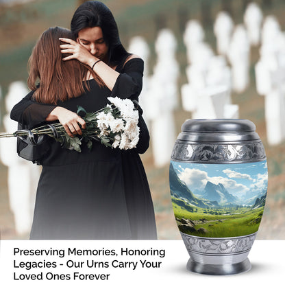 Elegant Ocean Waves urn for burial in ground, suitable for adult male & female ashes
