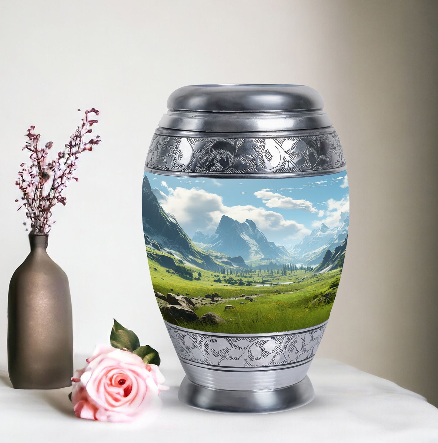 Elegant Ocean Waves urn for burial in ground, suitable for adult male & female ashes