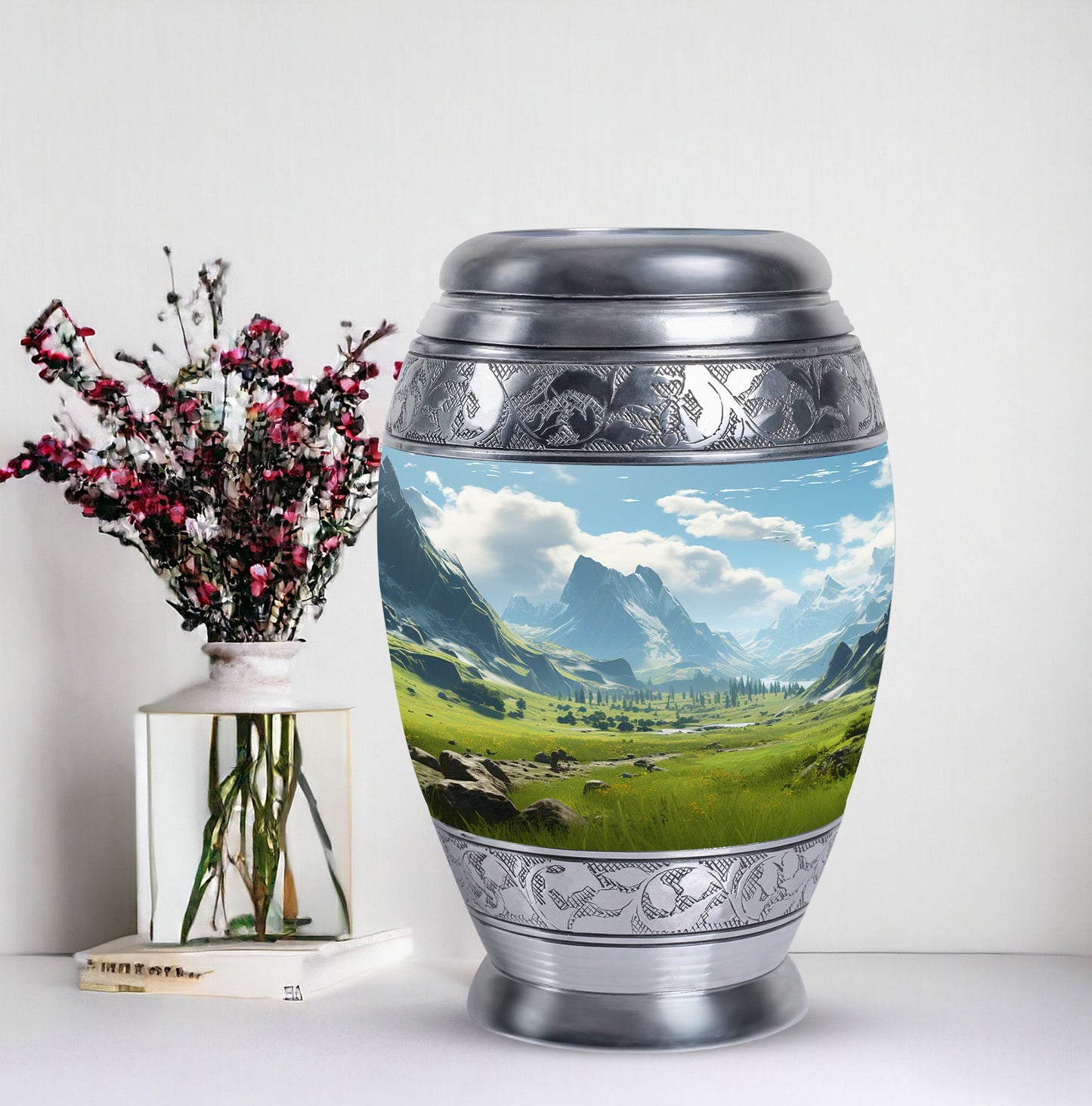 Elegant Ocean Waves urn for burial in ground, suitable for adult male & female ashes