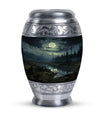 Large Moonlit Monar_Urn made of Aluminium for ashes storage, with engraving option. Includes velvet pouch and care instructions.