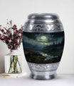 Large Moonlit Monar_Urn made of Aluminium for ashes storage, with engraving option. Includes velvet pouch and care instructions.