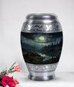 Large Moonlit Monar_Urn made of Aluminium for ashes storage, with engraving option. Includes velvet pouch and care instructions.