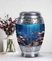 Large aluminium Monar_Urn, underwater urn for women's ashes. Personalizable with engraved names, capacity 200 cubic inches.